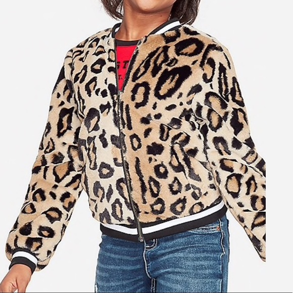 Justice Other - Justice cheetah faux fur bomber jacket NWT